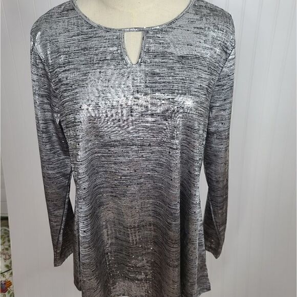 A LA Carte Metallic Long Sleeve Blouse NWT SIZE MEDIUM - Picture 1 of 8
